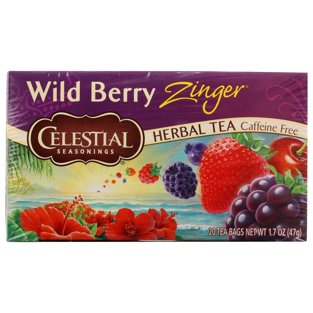 CELESTIAL SEASONINGS: Wild Berry Zinger Herbal Tea Caffeine Free 20 Tea Bags, 1.7 oz - #tag1# - #tag2#