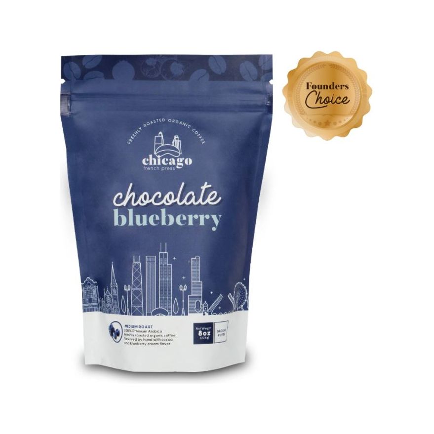 CHICAGO FRENCH PRESS: Chocolate Blueberry Coffee, 8 oz - #tag1# - #tag2#