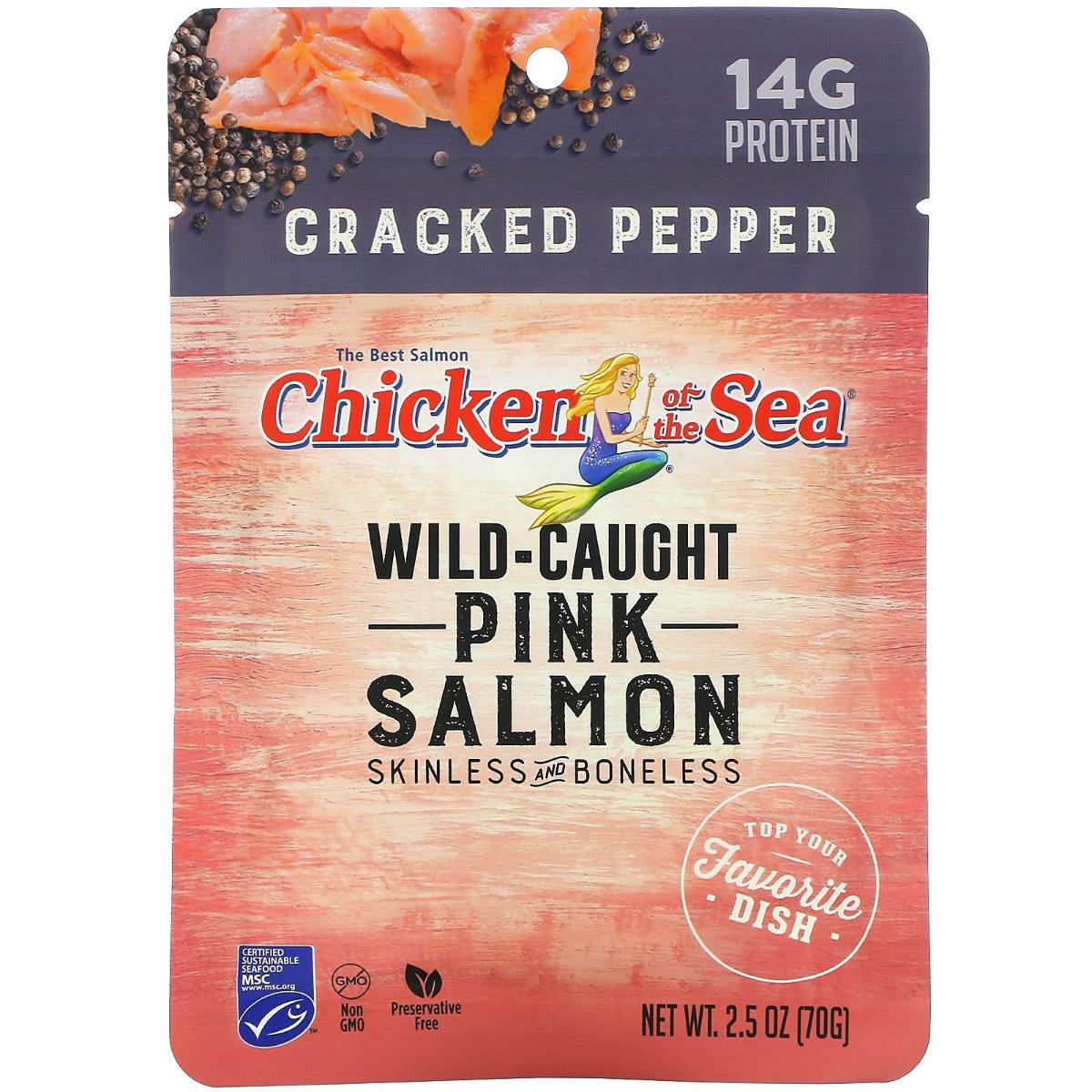 CHICKEN OF THE SEA: Wild Caught Pink Salmon Cracked Pepper, 2.5 oz - #tag1# - #tag2#
