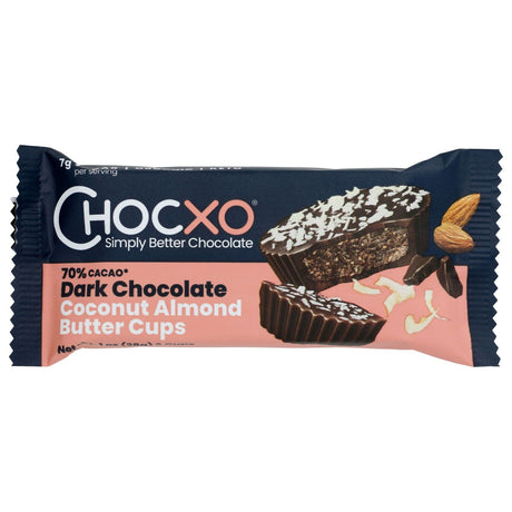 CHOCXO: 70% Dark Chocolate Coconut Almond Butter Cups, 28 gm - #tag1# - #tag2#