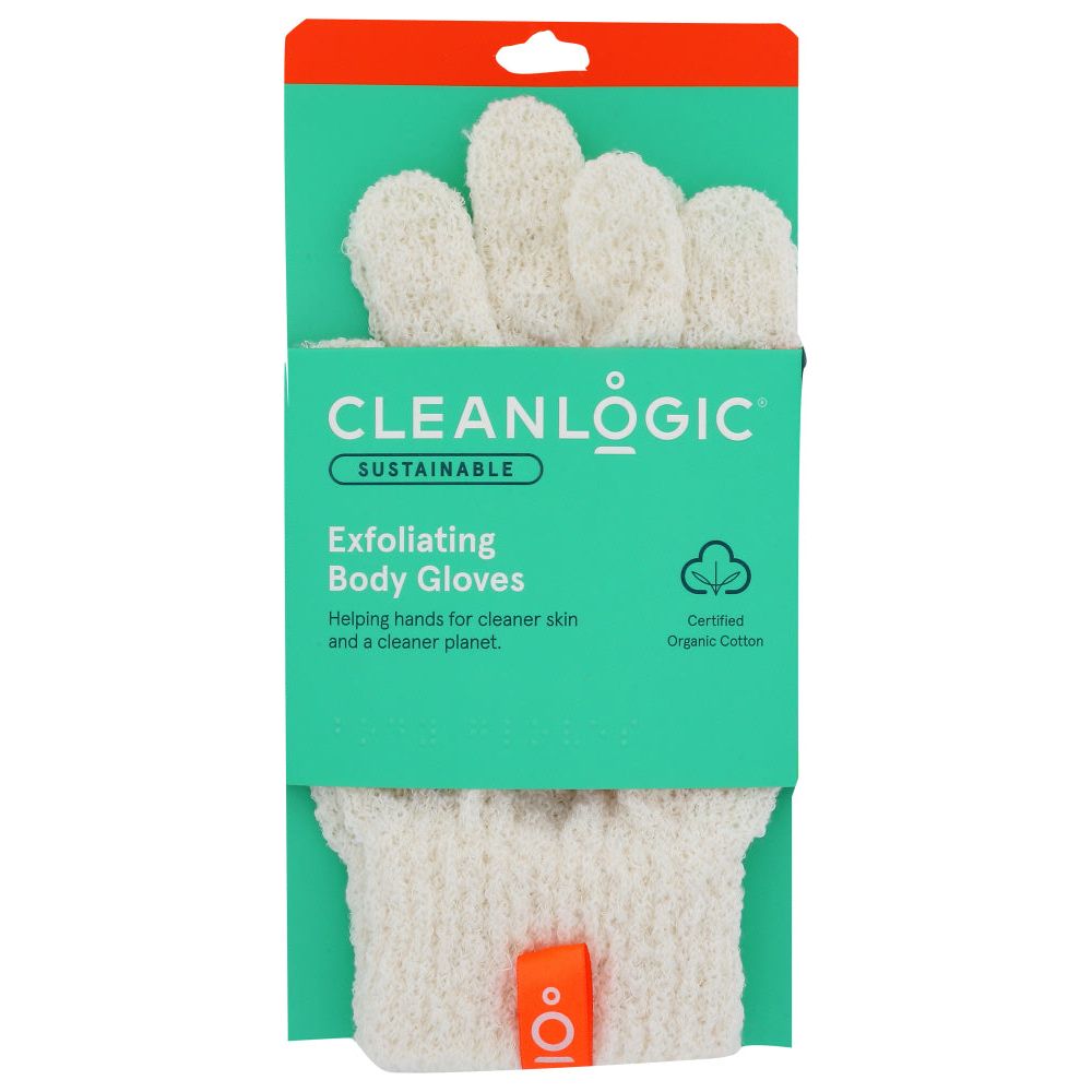 CLEANLOGIC: Sustainable Exfoliating Body Gloves, 1 pr - #tag1# - #tag2#