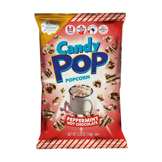 COOKIE POP POPCORN: Peppermint Hot Chocolate Candy Pop Popcorn, 5.25 oz - #tag1# - #tag2#