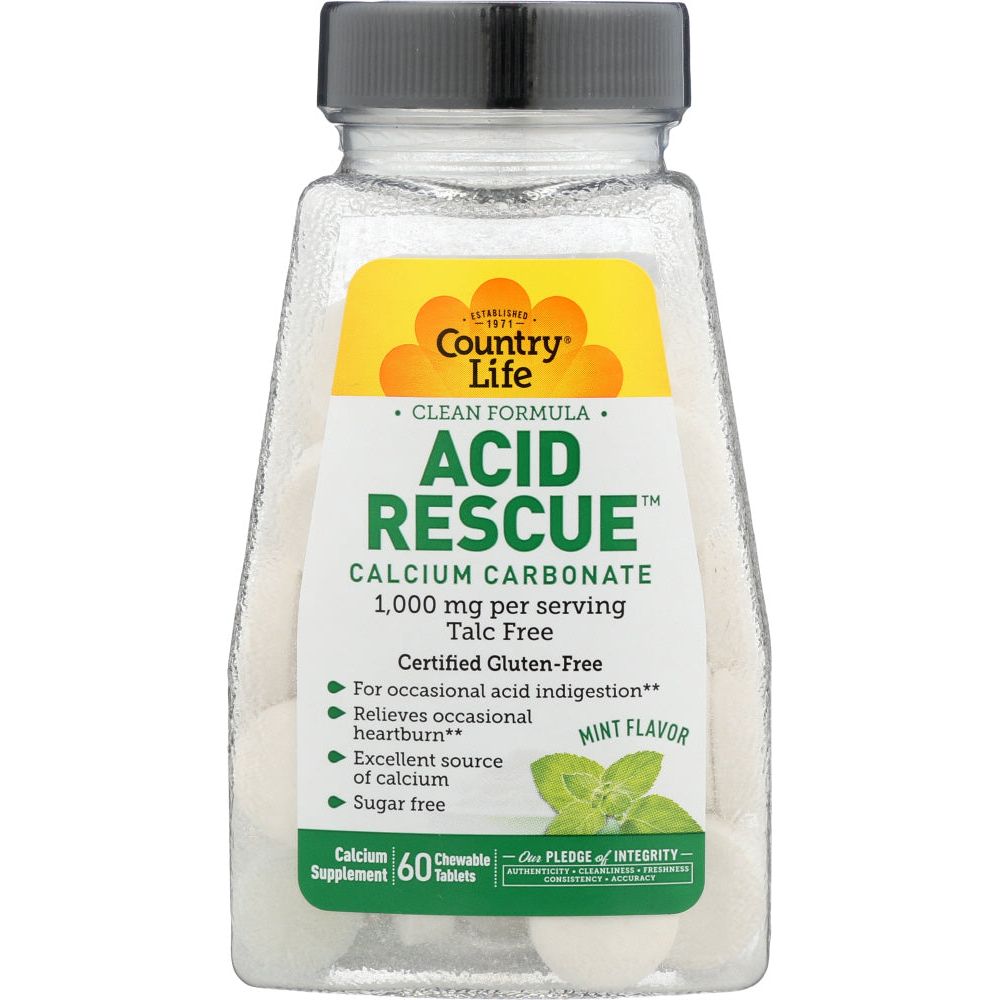 COUNTRY LIFE: Acid Rescue Calcium Carbonate, 60 tb - #tag1# - #tag2#