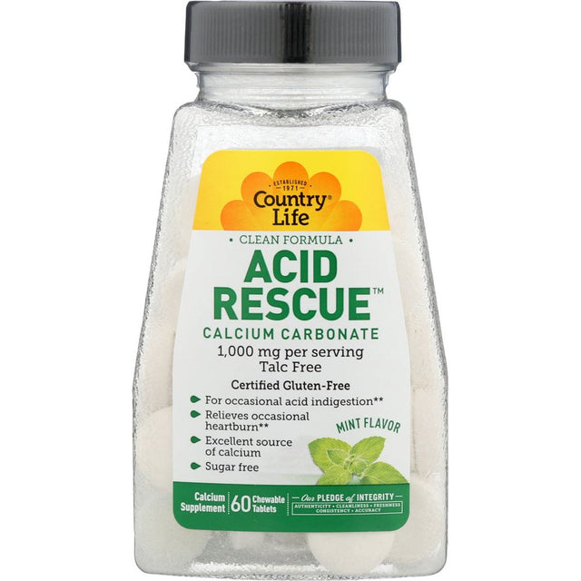 COUNTRY LIFE: Acid Rescue Calcium Carbonate, 60 tb - #tag1# - #tag2#