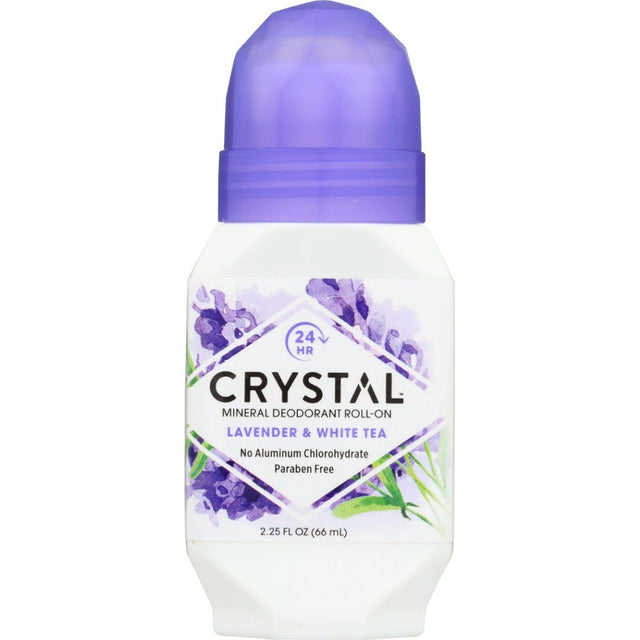 CRYSTAL BODY DEODORANT: Mineral Deodorant Roll On Lavender and White Tea, 2.25 oz - #tag1# - #tag2#