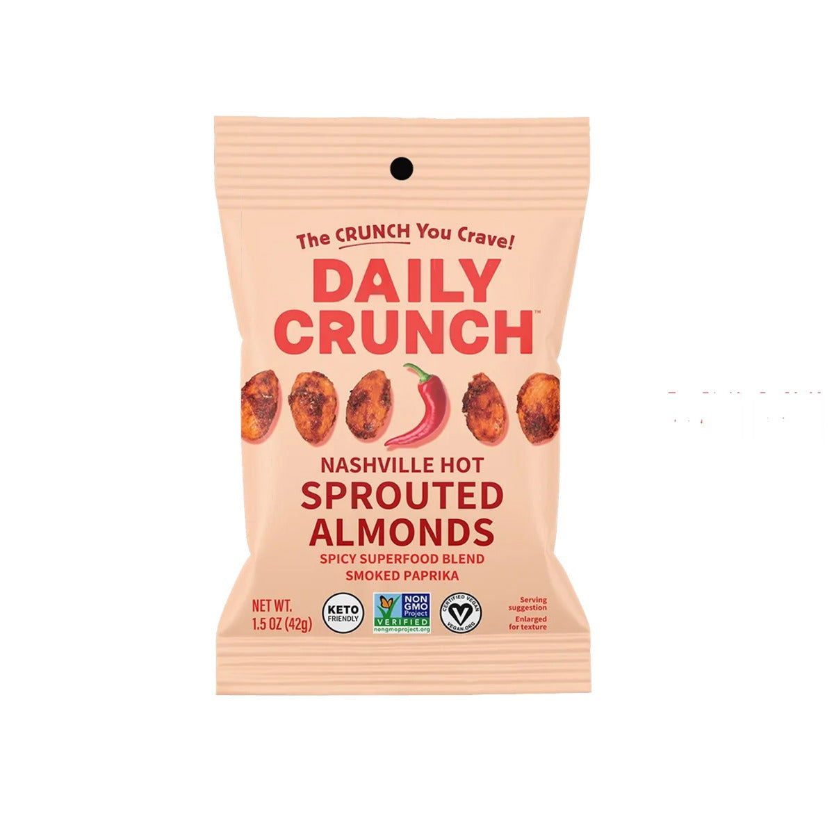 DAILY CRUNCH: Nashville Hot Sprouted Almonds, 1.5 oz - #tag1# - #tag2#
