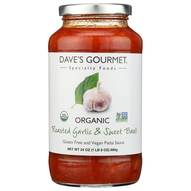 DAVE'S GOURMET: Organic Roasted Garlic and Sweet Basil Pasta Sauce, 25.5 Oz - #tag1# - #tag2#