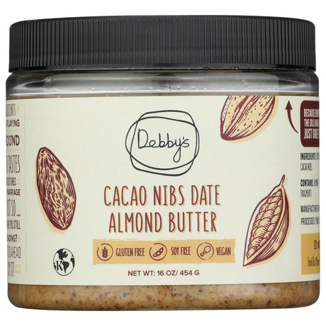 DEBBYS: Cacao Nibs Date Almond Butter, 16 oz - #tag1# - #tag2#