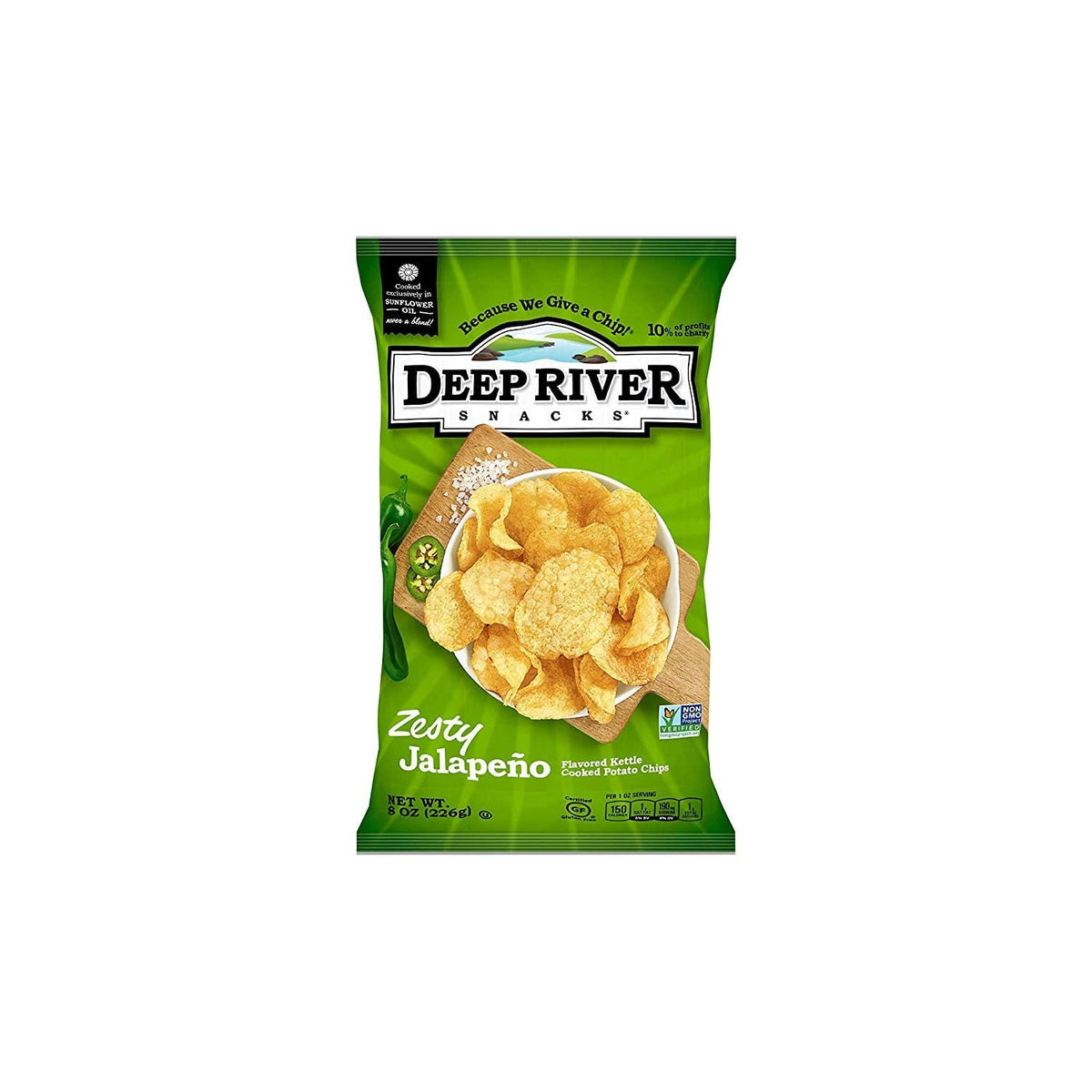 DEEP RIVER: Zesty Jalapeno Kettle Cooked Potato Chips, 8 oz - #tag1# - #tag2#