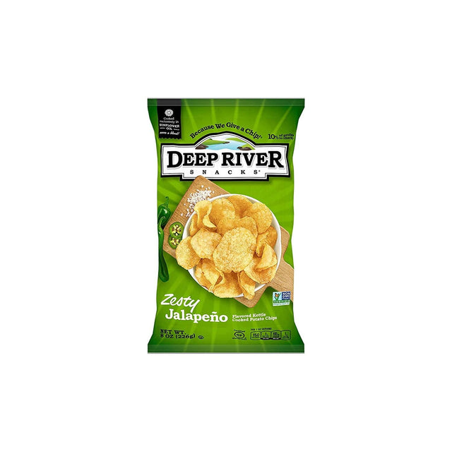 DEEP RIVER: Zesty Jalapeno Kettle Cooked Potato Chips, 8 oz - #tag1# - #tag2#