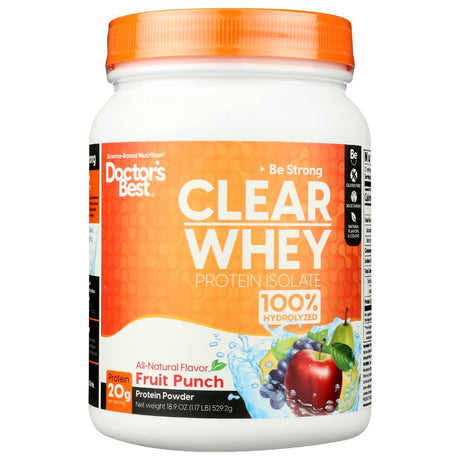 DOCTORS BEST: Clear Whey Protein Isolate Fruit Punch, 529.2 gm - #tag1# - #tag2#