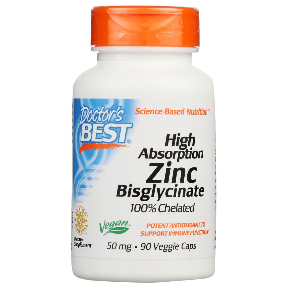 DOCTORS BEST: High Absorption Zinc Bisglycinate 50Mg, 90 vc - #tag1# - #tag2#