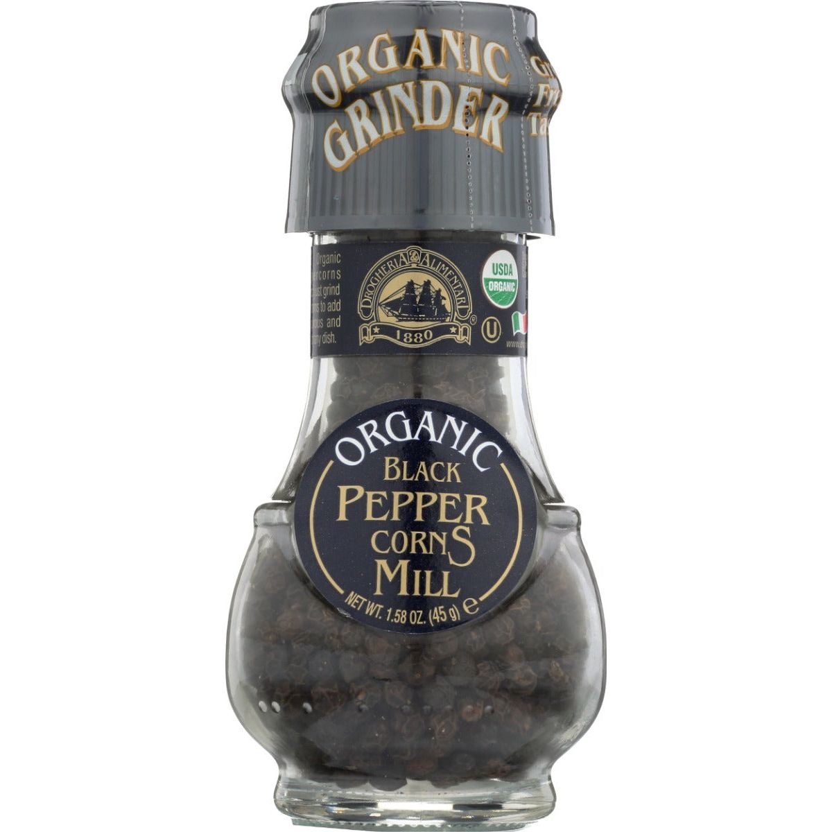 DROGHERIA & ALIMENTARI: Organic Black Pepper Corns Mill, 1.58 oz - #tag1# - #tag2#