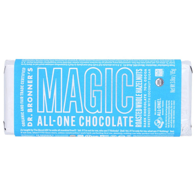 DR BRONNER: Roasted Whole Hazelnuts Chocolate Bar, 3 oz - #tag1# - #tag2#