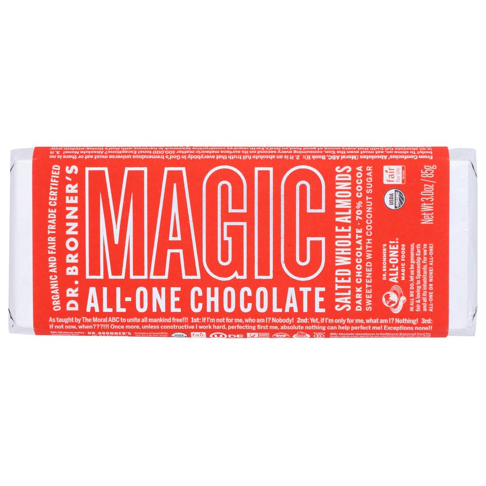 DR BRONNER: Salted Whole Almonds Chocolate Bar, 3 oz - #tag1# - #tag2#