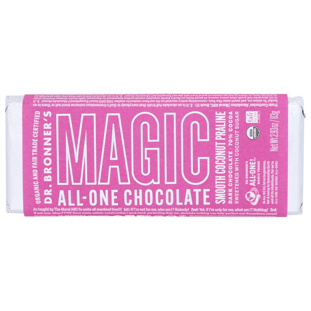 DR BRONNER: Smooth Coconut Praline Chocolate Bar, 2.93 oz - #tag1# - #tag2#
