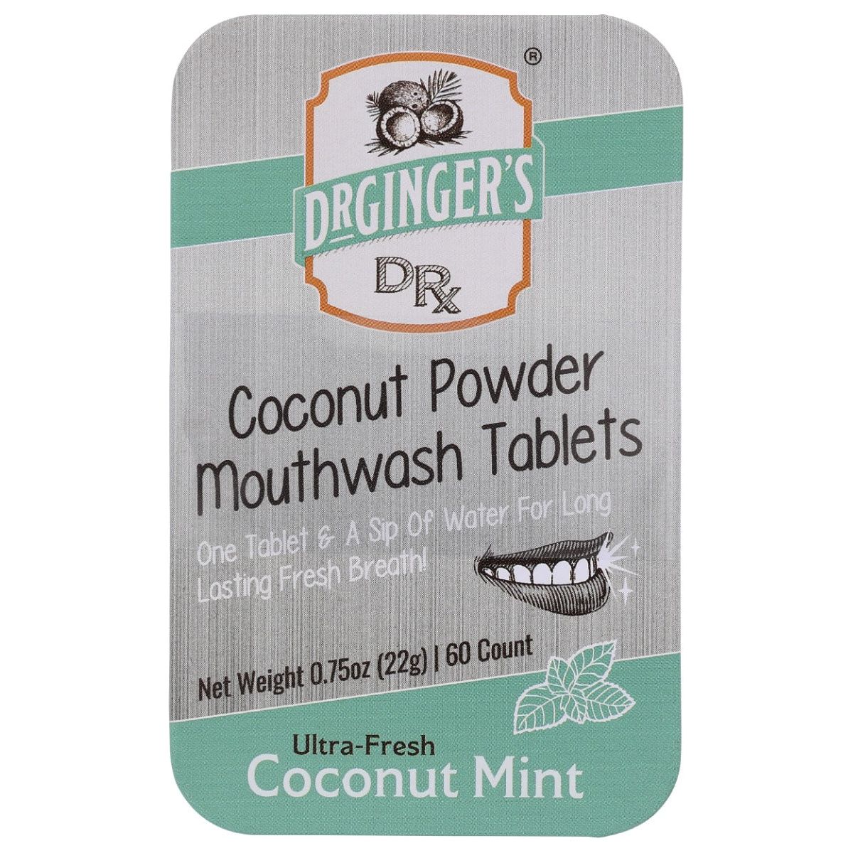 DR GINGERS HEALTHCARE PRO: All Natural Travel Mouthwash Tabs Coconut Mint Flavor, 60 ea - #tag1# - #tag2#