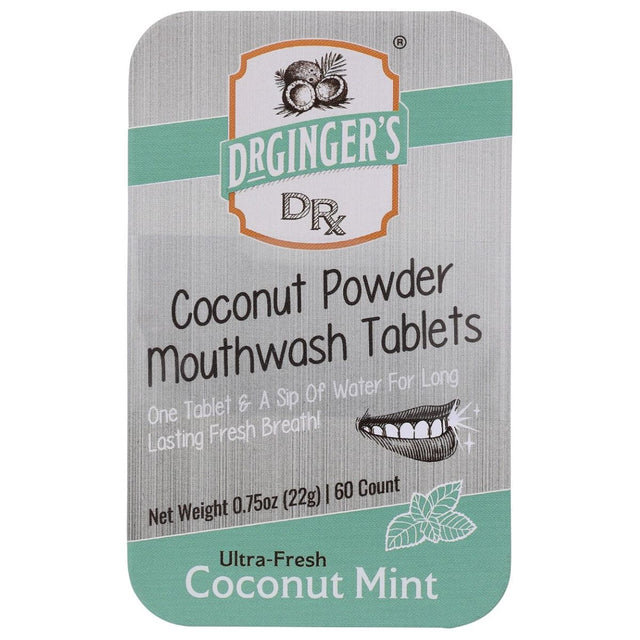 DR GINGERS HEALTHCARE PRO: All Natural Travel Mouthwash Tabs Coconut Mint Flavor, 60 ea - #tag1# - #tag2#