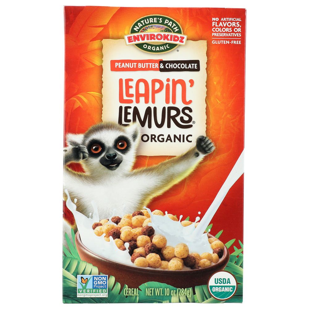 ENVIROKIDZ ORGANIC: Leapin' Lemurs Peanut Butter and Chocolate Cereal, 10 oz - #tag1# - #tag2#