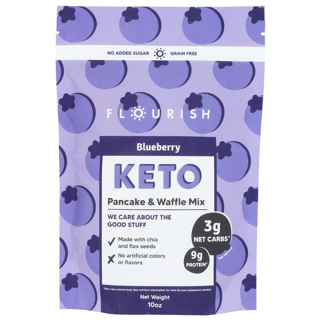 FLOURISH: Blueberry Keto Protein Pancake Mix, 10 oz - #tag1# - #tag2#