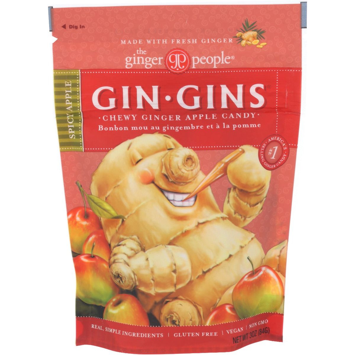 GINGER PEOPLE: Gin Gins Spicy Apple Ginger Chews, 3 oz - #tag1# - #tag2#