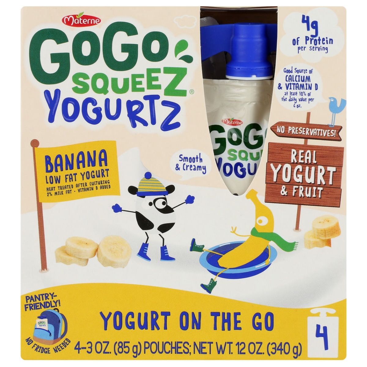 GOGO SQUEEZ: Banana Yogurtz 4Pk, 12 oz - #tag1# - #tag2#