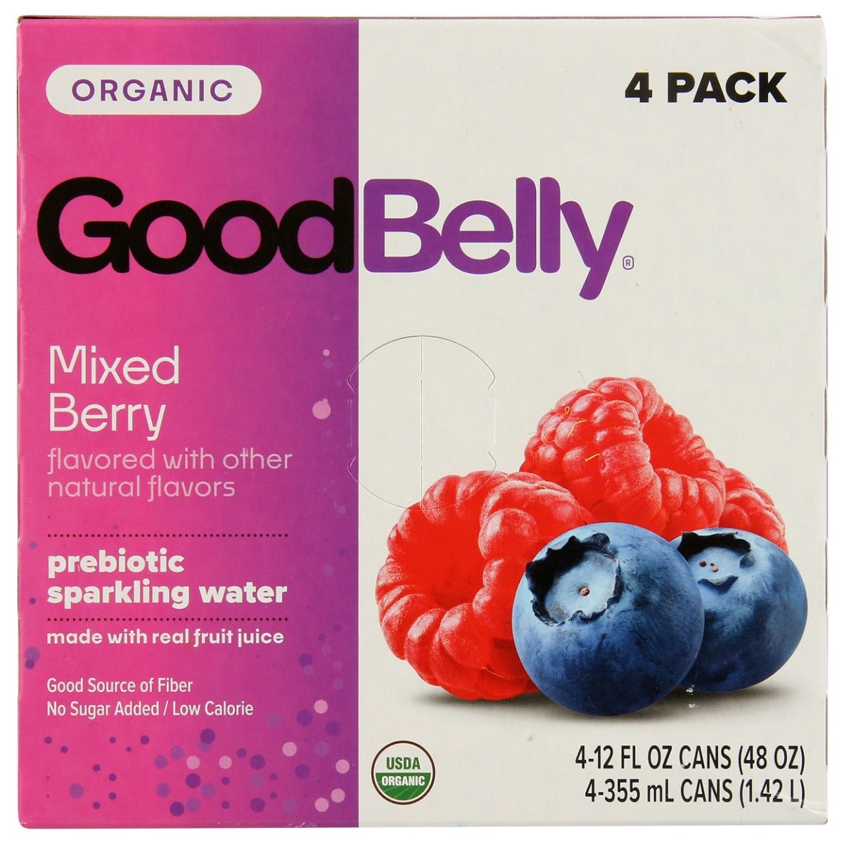 GOOD BELLY: Mixed Berry Prebiotic Sparkling Water 4Pk, 48 fo - #tag1# - #tag2#
