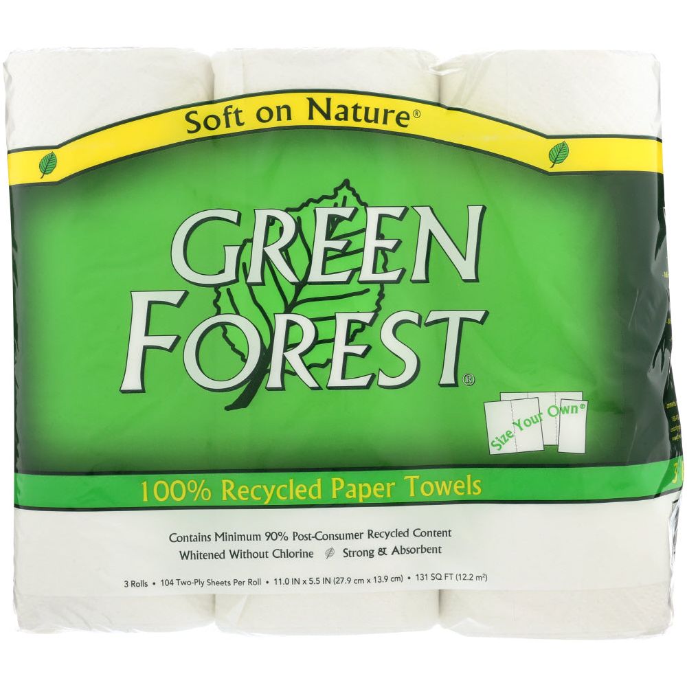GREEN FOREST: Paper Towels Wht 3Rolls 104Ct, 1 ea - #tag1# - #tag2#