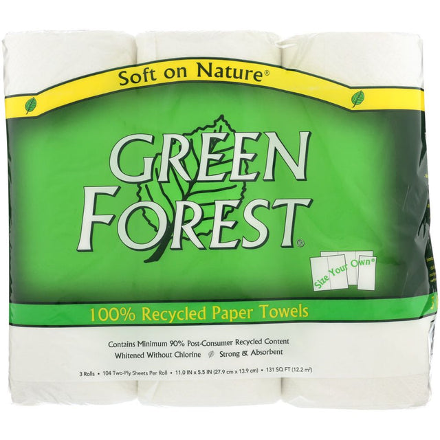 GREEN FOREST: Paper Towels Wht 3Rolls 104Ct, 1 ea - #tag1# - #tag2#