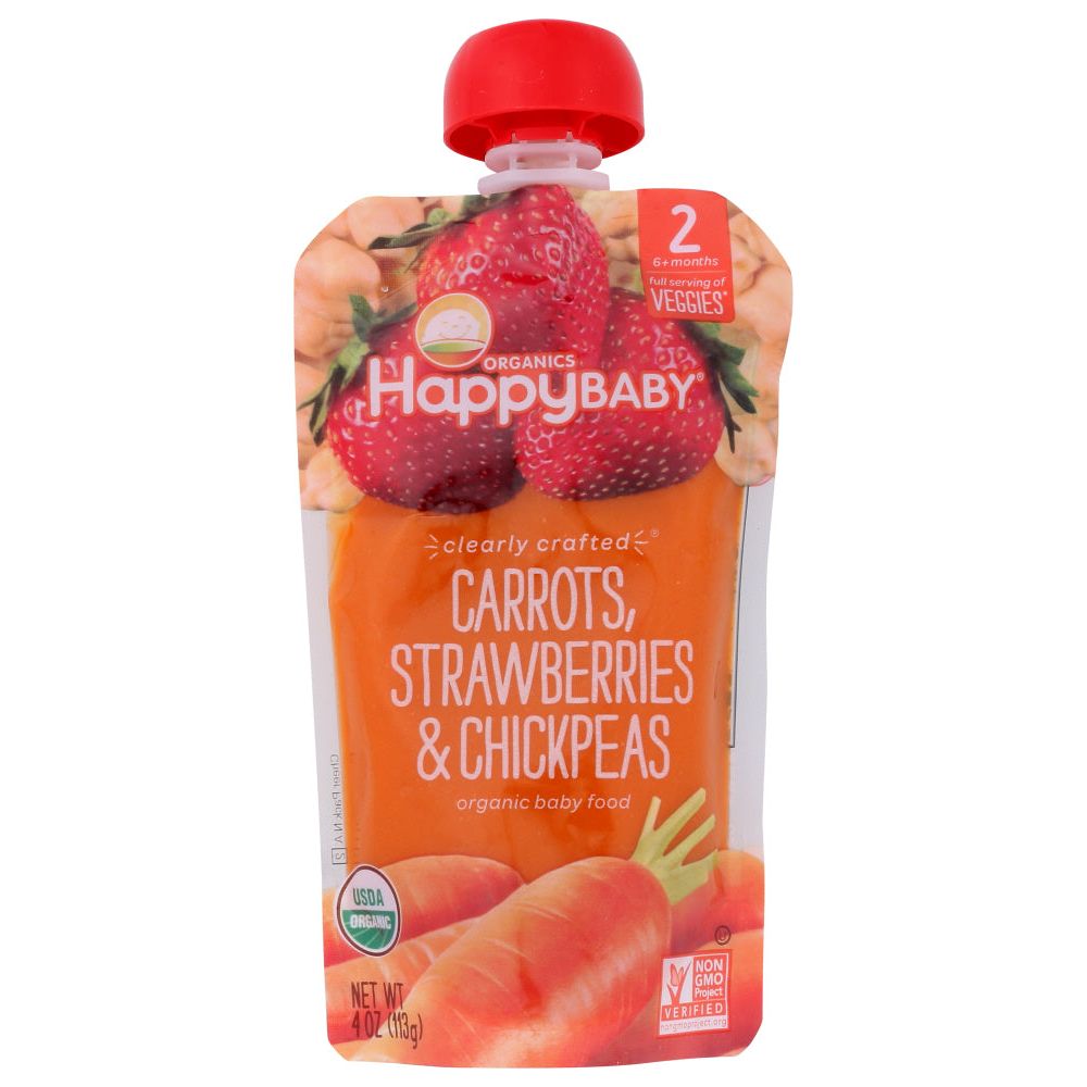 HAPPY BABY: Carrots, Strawberries and Chickpeas Pouch, 4 oz - #tag1# - #tag2#