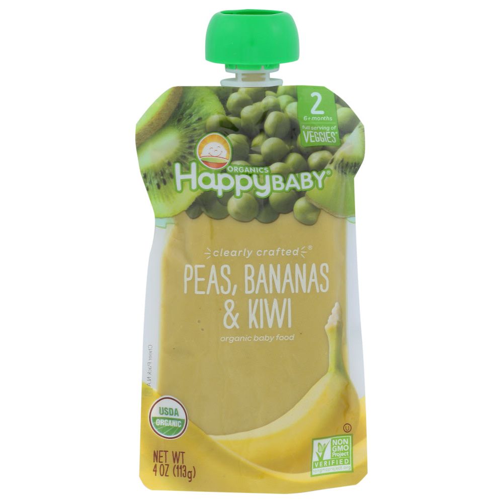 HAPPY BABY: Peas Bananas and Kiwi Pouch, 4 oz - #tag1# - #tag2#