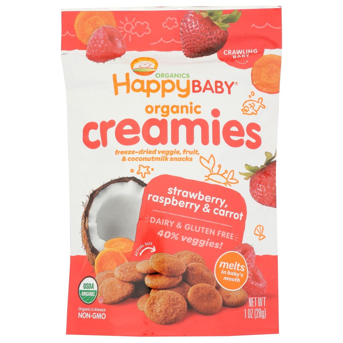 HAPPY BABY: Strawberry Raspberry and Carrot Creamies, 1 oz - #tag1# - #tag2#