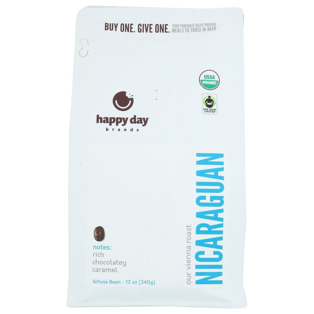 HAPPY DAY BRANDS: Coffee Nicaraguan Whle Bn, 12 OZ - #tag1# - #tag2#