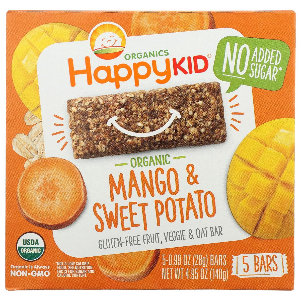 HAPPY KID: Mango and Sweet Potato Fruit Veggie and Oat Bar, 4.95 oz - #tag1# - #tag2#