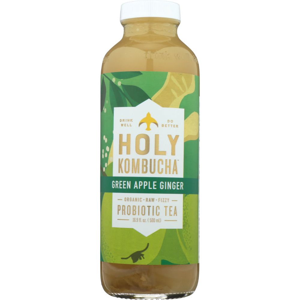 HOLY KOMBUCHA: Green Apple Ginger Probiotic Tea, 16.9 oz - #tag1# - #tag2#
