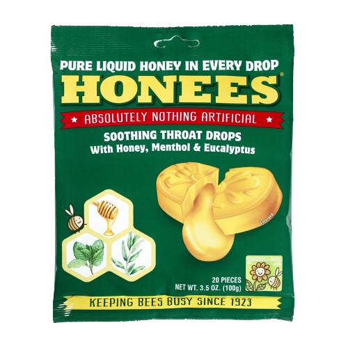 HONEES: Honey Menthol Eucalyptus Drops, 20 pc - Sunshine Co Op. - #tag1# - #tag2# - #tag3# - #tag4#
