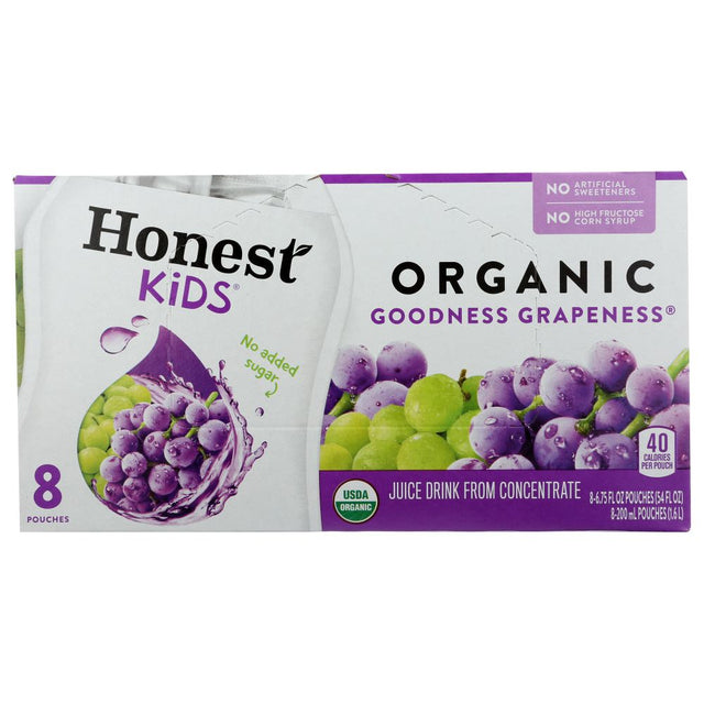 HONEST: Kids Organic Juice Drink Goodness Grapeness, Gluten Free, Non GMO, 8 Count, 54 Oz - #tag1# - #tag2#