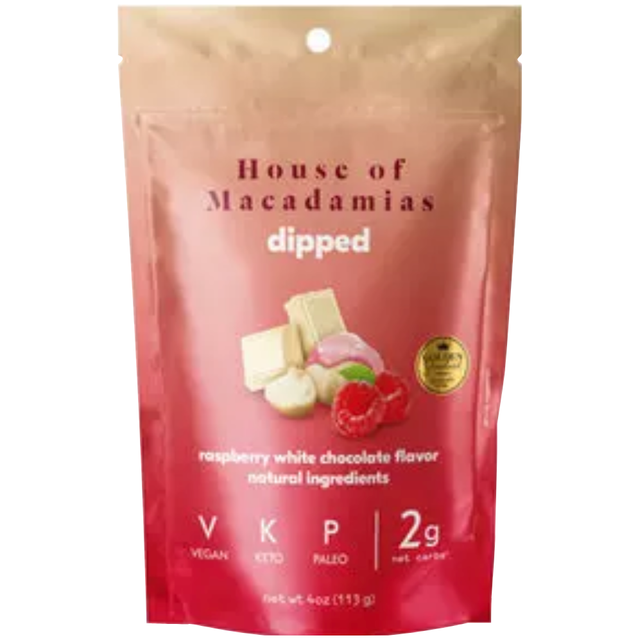 HOUSE OF MACADAMIAS: Nuts Rasp Whte Chocolate, 4 oz - #tag1# - #tag2#