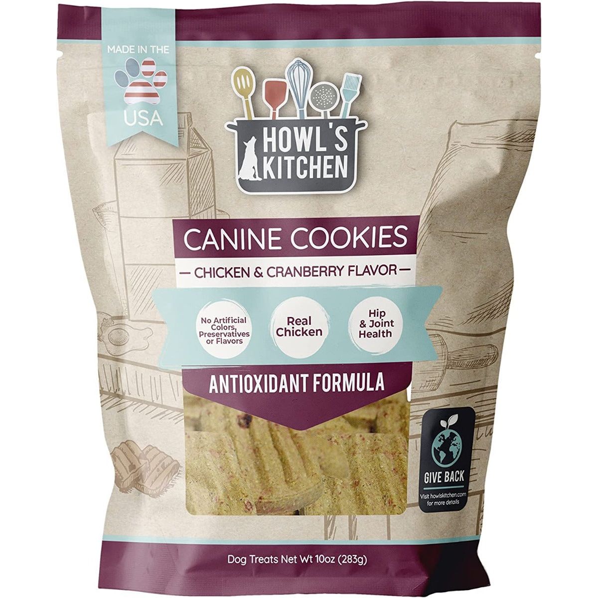 HOWLS KITCHEN: Canine Cookies Antioxidant Formula, 10 oz - #tag1# - #tag2#