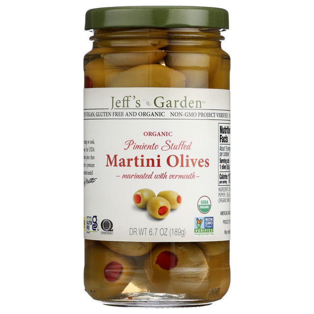 JEFFS GARDEN: Organic Pimiento Stuffed Martini Olives, 12 fo - #tag1# - #tag2#
