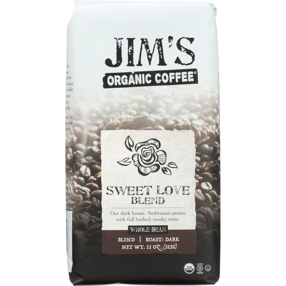 JIM'S ORGANIC COFFEE: Whole Bean Sweet Love Blend, 12 oz - #tag1# - #tag2#