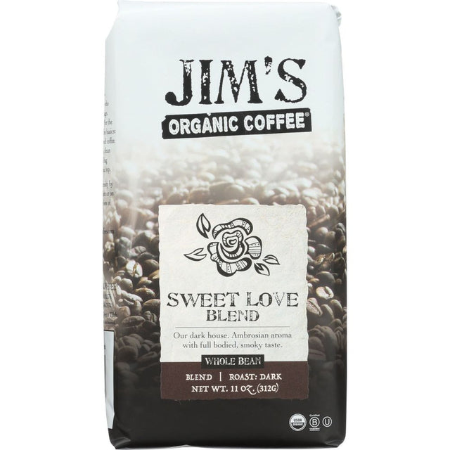 JIM'S ORGANIC COFFEE: Whole Bean Sweet Love Blend, 12 oz - #tag1# - #tag2#