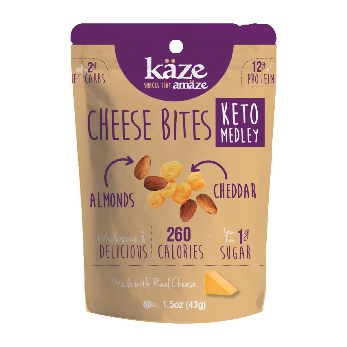 KAZE: Keto Medley Almond and Cheddar Snack, 1.5 oz - #tag1# - #tag2#