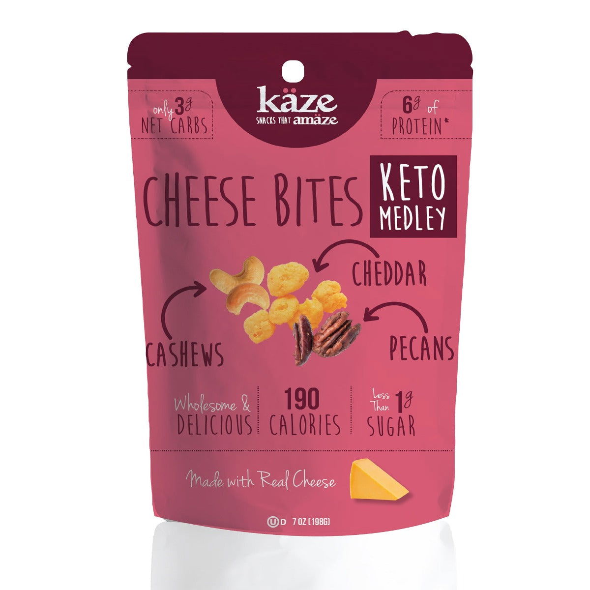 KAZE: Keto Medley Cheese Bites Cashew Pecan Cheddar, 7 oz - #tag1# - #tag2#