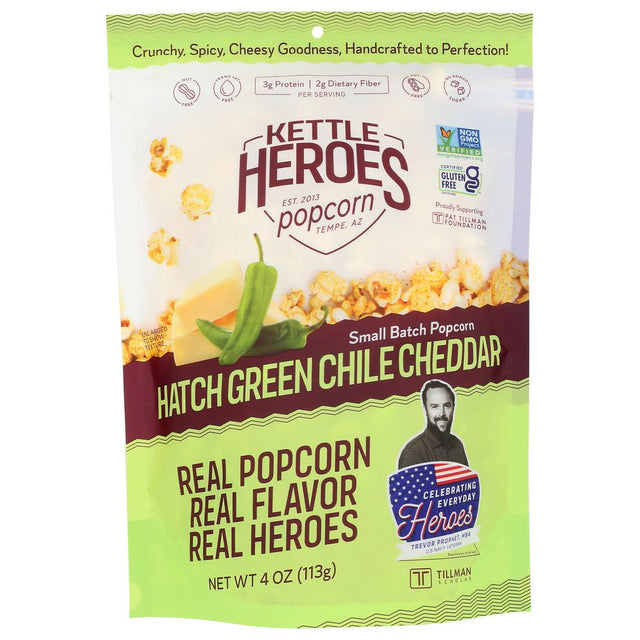 KETTLE HEROES: Popcorn Hatch Green Chili Cheddar, 4 OZ - #tag1# - #tag2#