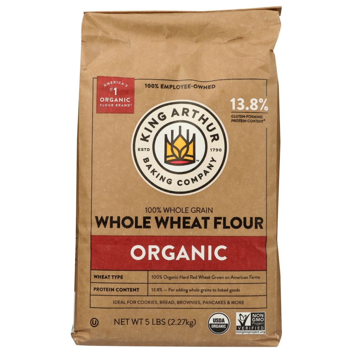 KING ARTHUR: 100 Percent Organic Whole Wheat Flour, 5 lb - #tag1# - #tag2#