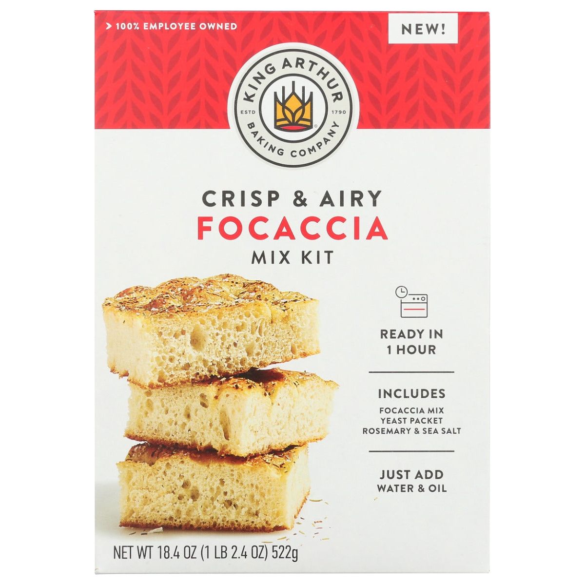 KING ARTHUR: Crisp and Airy Focaccia Mix Kit, 18.4 oz - #tag1# - #tag2#