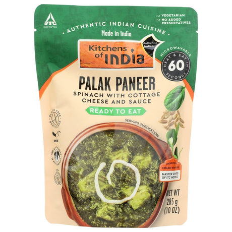 KITCHENS OF INDIA: Palak Paneer Spinach with Cottage Cheese and Sauce, 10 oz - #tag1# - #tag2#