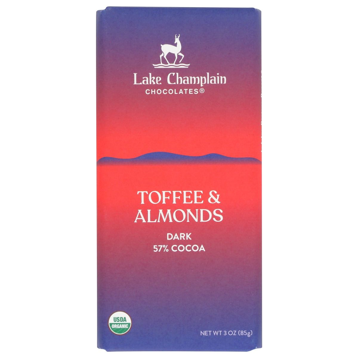 LAKE CHAMPLAIN CHOCOLATES: 57% Dark Chocolate Toffee and Almonds Bar, 3 oz - #tag1# - #tag2#