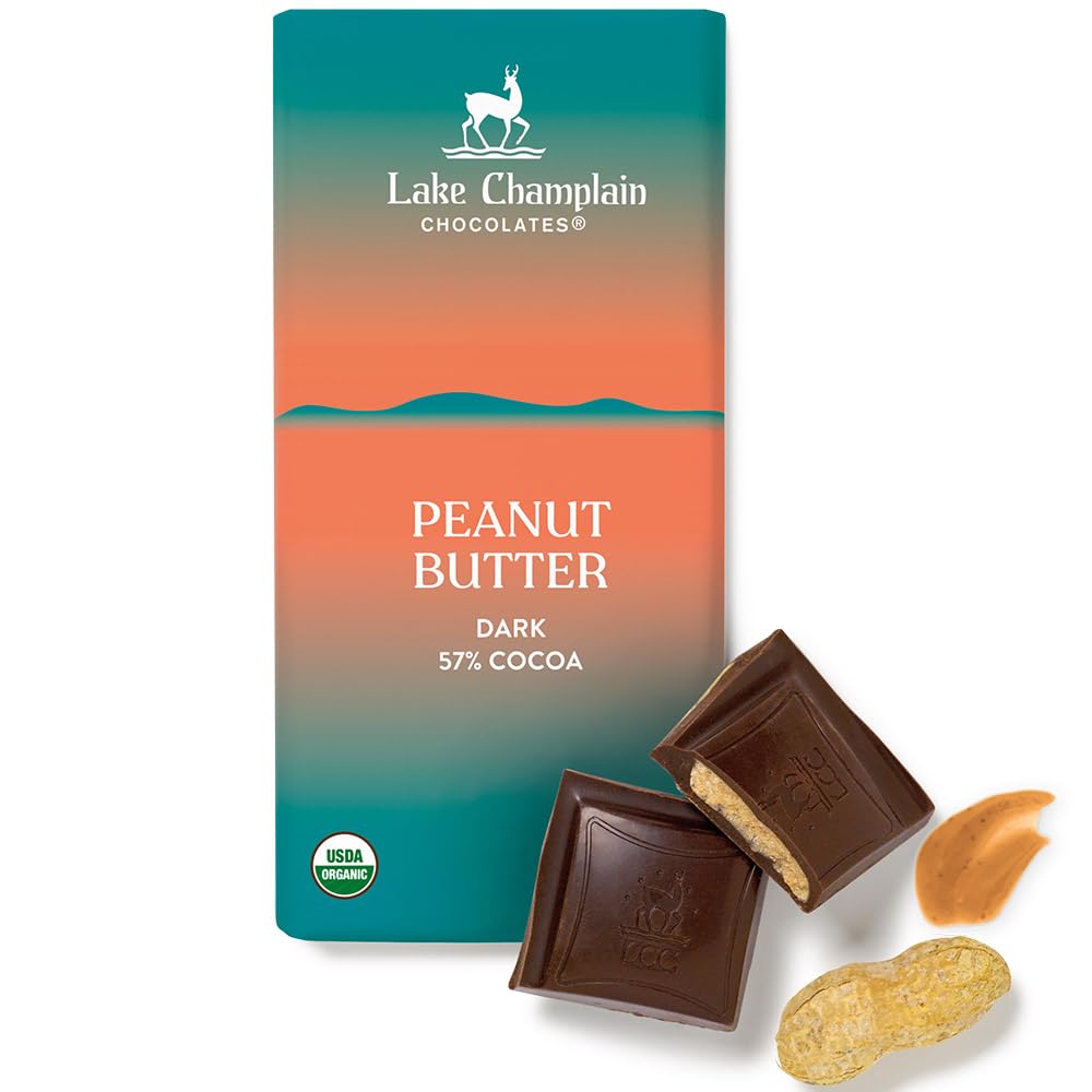 LAKE CHAMPLAIN CHOC: Dark Chocolate Peanut Butter Bar, 3.25 oz - #tag1# - #tag2#